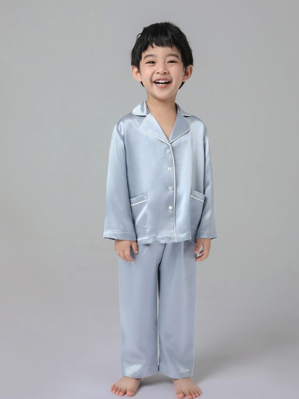 19 Momme Kids Silk Pajamas Set Boys and Girls Silk PJs